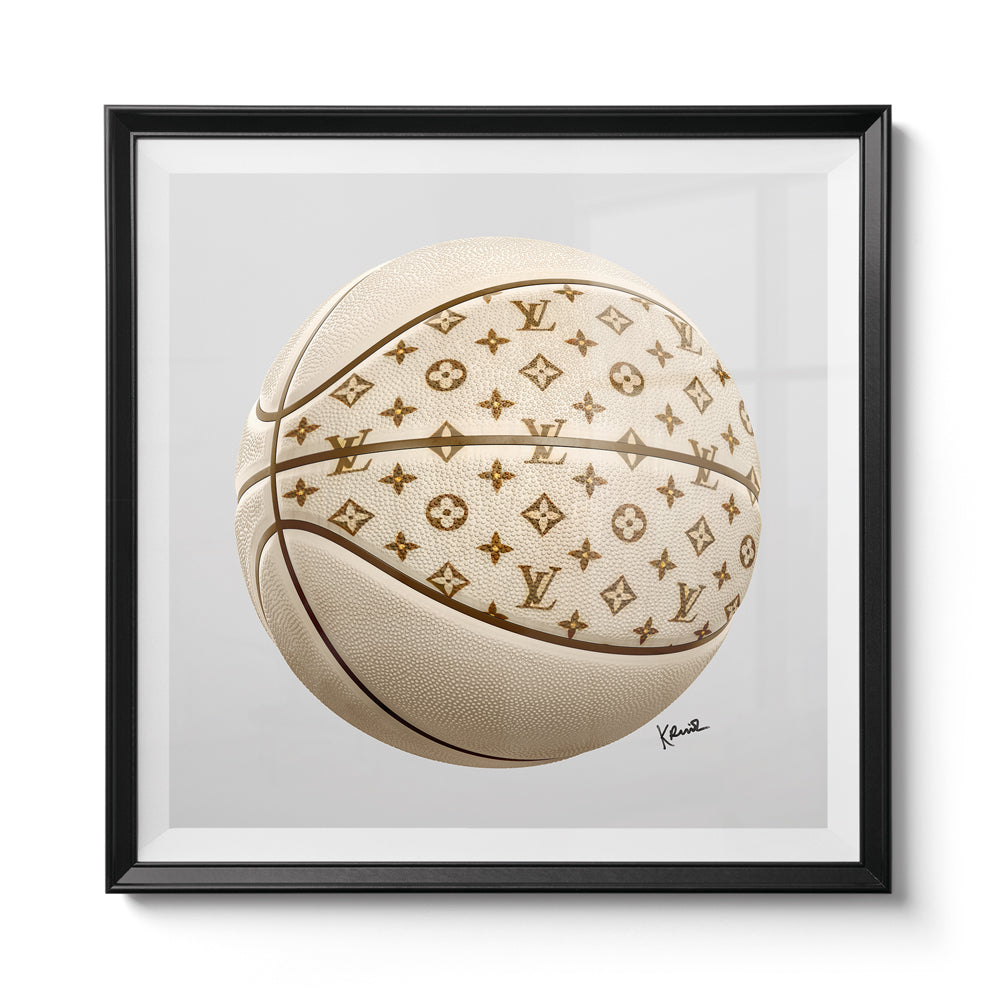 Louis Vuitton Basketball Wall high quality Art LV 20 x 16 Canvas Gold Embellished